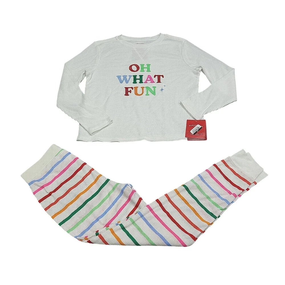 Wondershop Kids' Girls' Boys' Pajama Set Size Medium 8 Striped Thermal
